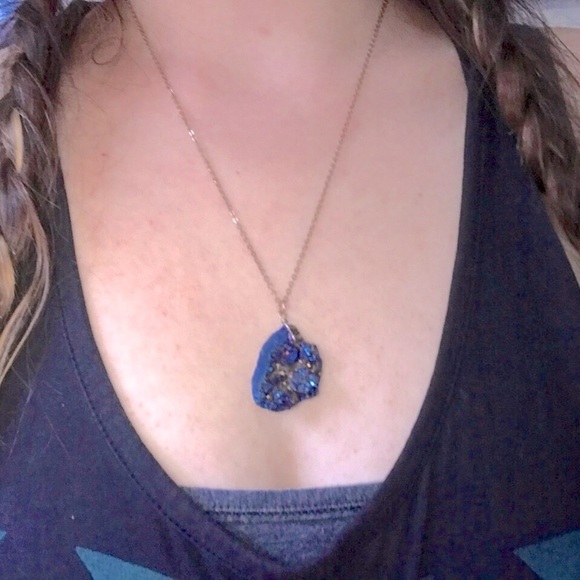 None Jewelry - NIGHT SKY GEODE ROCK NECKLACE